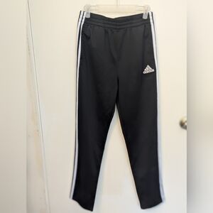 Adidas Kids Black Running Pants with White Stripes Size XL 18/20